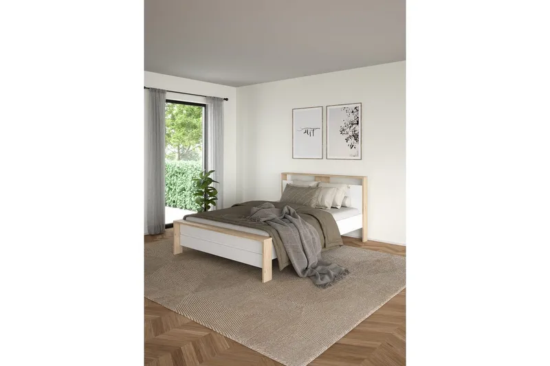 Varun Sängynrunko 140x200 cm - Valkoinen/Luonnonväri - Huonekalut - Sänky - Sänkykehikot & sängynrungot