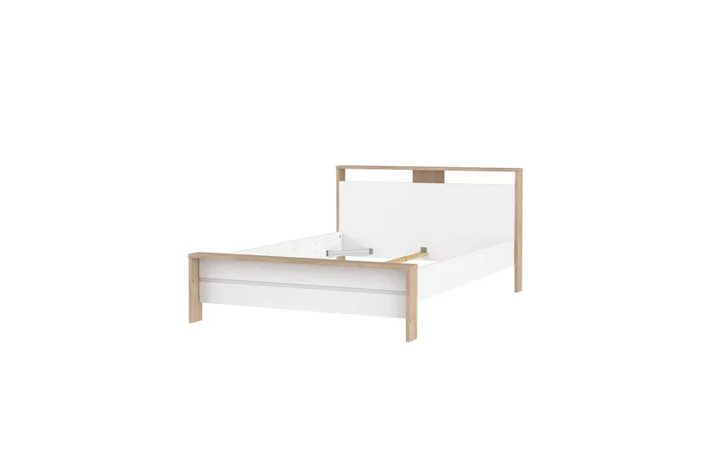 Varun Sängynrunko 140x200 cm, Valkoinen/Luonnonväri