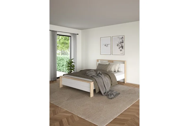 Varun Sängynrunko 140x200 cm - Valkoinen/Luonnonväri - Huonekalut - Sänky - Sänkykehikot & sängynrungot