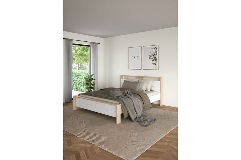 Varun Sängynrunko 160x200 cm - Valkoinen/Luonnonväri - Huonekalut - Sänky - Sänkykehikot & sängynrungot