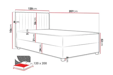 Veyran Sänkypaketti Jenkkisänky ja säilytystilalla 120x200 cm - Harmaa - Huonekalut - Sänky - Jenkkisängyt