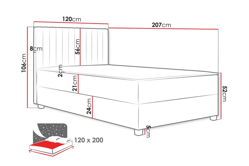 Veyran Sänkypaketti Jenkkisänky ja säilytystilalla 120x200 cm - Sininen - Huonekalut - Sänky - Jenkkisängyt