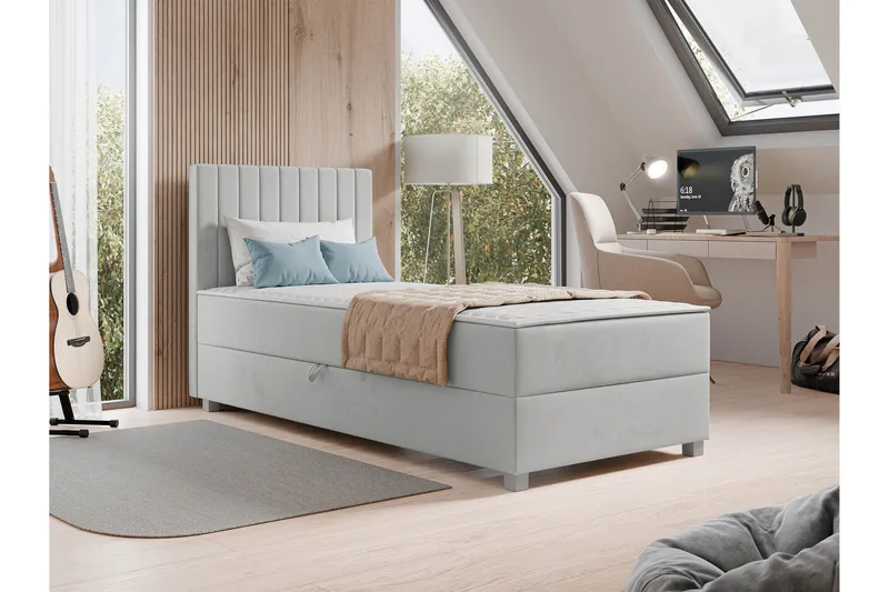 Veyran Sänkypaketti Jenkkisänky ja säilytystilalla 90x200 cm - Harmaa - Huonekalut - Sänky - Jenkkisängyt