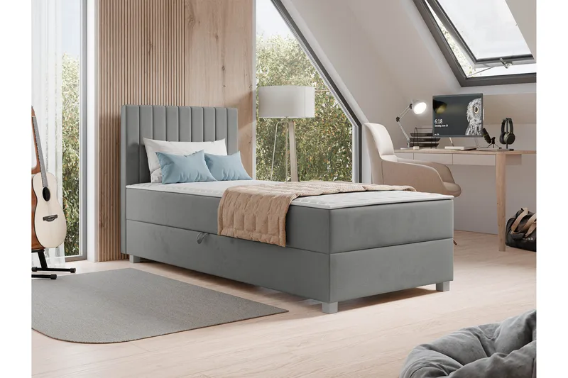 Veyran Sänkypaketti Jenkkisänky ja säilytystilalla 90x200 cm - Harmaa - Huonekalut - Sänky - Jenkkisängyt