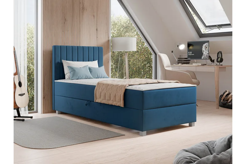 Veyran Sänkypaketti Jenkkisänky ja säilytystilalla 90x200 cm - Sininen - Huonekalut - Sänky - Jenkkisängyt