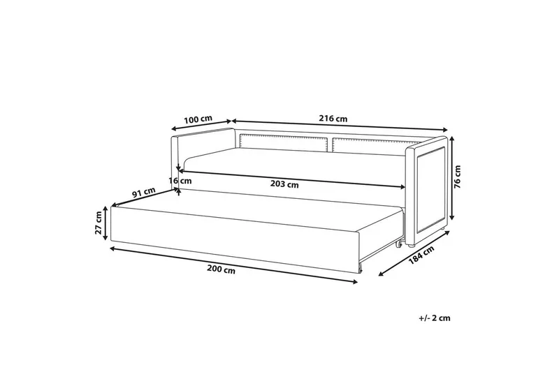 Jatkettava sänky Mimizan - Huonekalut - Sänky - Vierassänky & varavuode - Ulosvedettävä sänky
