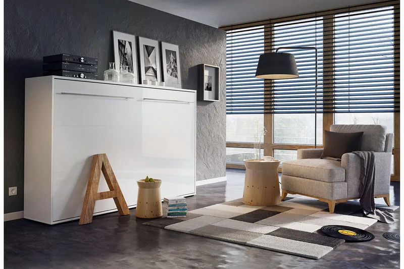 Concept Pro Sängskåp 140x200cm Wilson & Wood White High gloss - Huonekalut - Sänky - Vierassänky & varavuode - Kaappisängyt