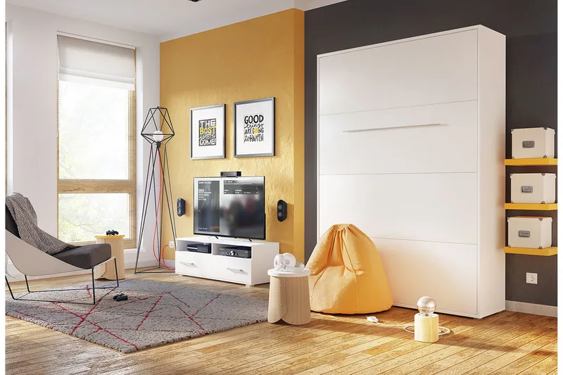 Concept Pro Sängskåp 120x200cm Wilson & Wood White High gloss - Huonekalut - Sänky - Vierassänky & varavuode - Kaappisängyt