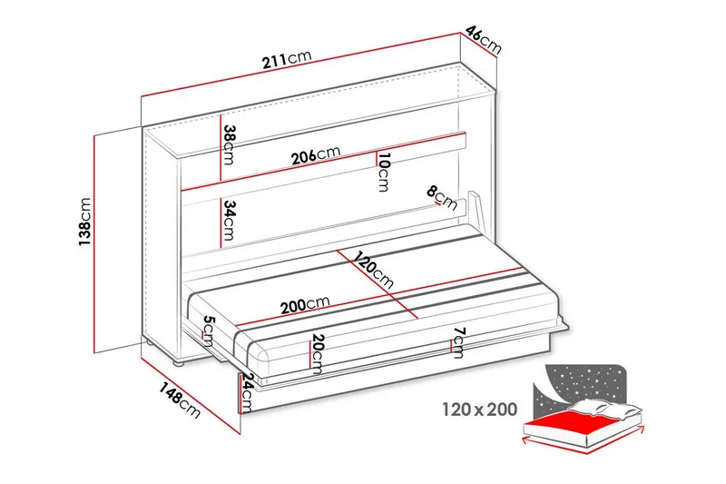 Grianan Sängskåp 120x200 cm Grey - Huonekalut - Sänky - Vierassänky & varavuode - Kaappisängyt
