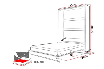 Sänkykaappi Concept Pro 237x133x217 cm - Valkoinen - Huonekalut - Sänky - Vierassänky & varavuode - Kaappisängyt