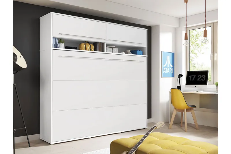 Sänkykaappi Storli - Valkoinen Korkeakiilto - Huonekalut - Sänky - Vierassänky & varavuode - Kaappisängyt