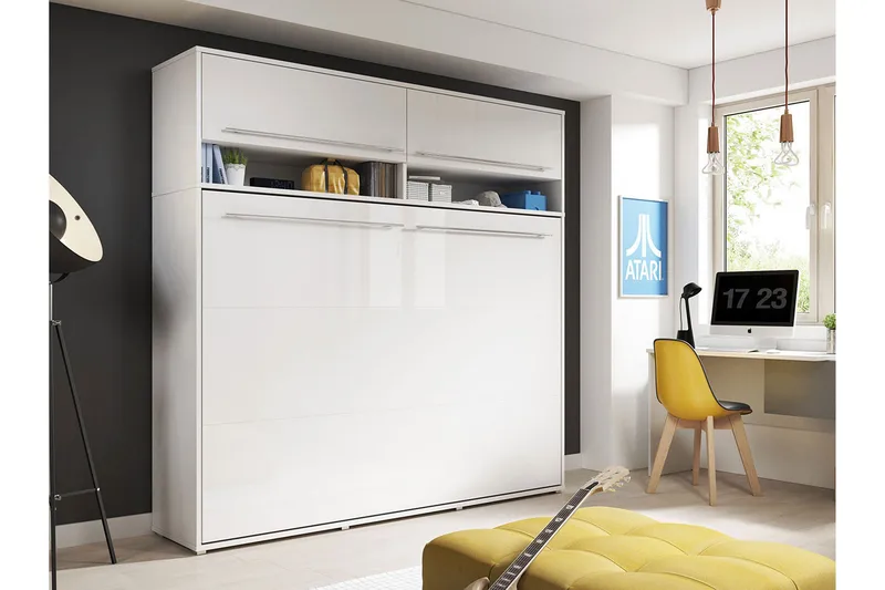 Sänkykaappi Storli - Valkoinen Korkeakiilto - Huonekalut - Sänky - Vierassänky & varavuode - Kaappisängyt