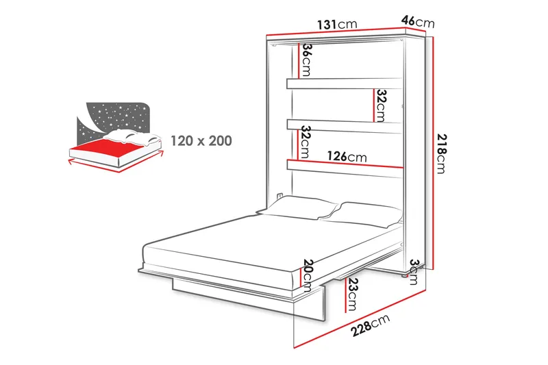 Rauk Sänkykaappi 131x228 cm - Beige - Huonekalut - Sänky - Vierassänky & varavuode - Kaappisängyt