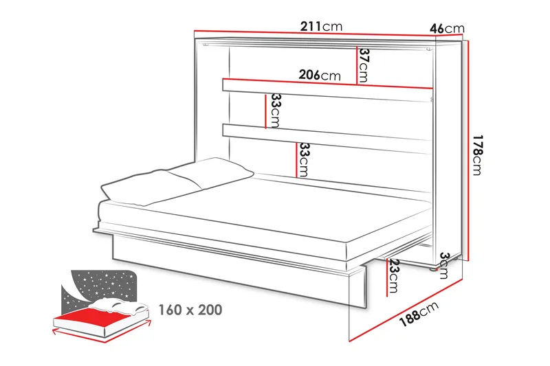 Rauk Sänkykaappi 211x188 cm - Valkoinen - Huonekalut - Sänky - Vierassänky & varavuode - Kaappisängyt