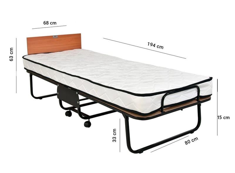 Remina Taittosänky 80x190 cm - valkoinen ja musta - Huonekalut - Sänky - Vierassänky & varavuode - Ulosvedettävä sänky