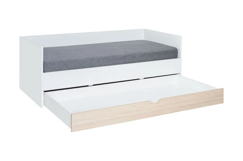 Sänky Stige lisävuoteella 90x200 cm Valkoinen/Puu/Luonnonvär - VOX - Huonekalut - Sänky - Vierassänky & varavuode - Ulosvedettävä sänky