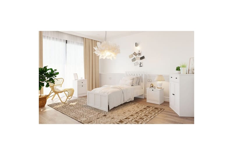 Vyric sängynrunko 90x190 cm maalattua puuta sängynpäädyllä - Valkoinen - Huonekalut - Sänky - Sänkykehikot & sängynrungot