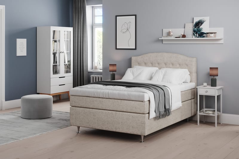 Jenkkisänky Abelie 120x200 Medium - Beige - Huonekalut - Sänky - Yhden hengen sängyt