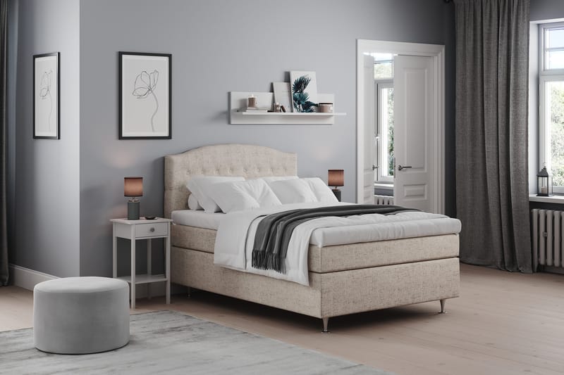 Jenkkisänky Abelie 120x200 Medium - Beige - Huonekalut - Sänky - Yhden hengen sängyt