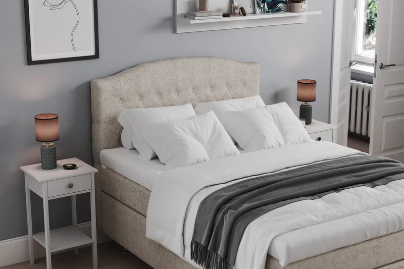 Jenkkisänky Abelie 120x200 Medium - Beige - Huonekalut - Sänky - Yhden hengen sängyt