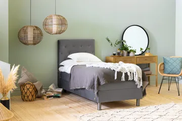 Jenkkisänky Rebeca 90x200 - Harmaa - Huonekalut - Sänky - Yhden hengen sängyt