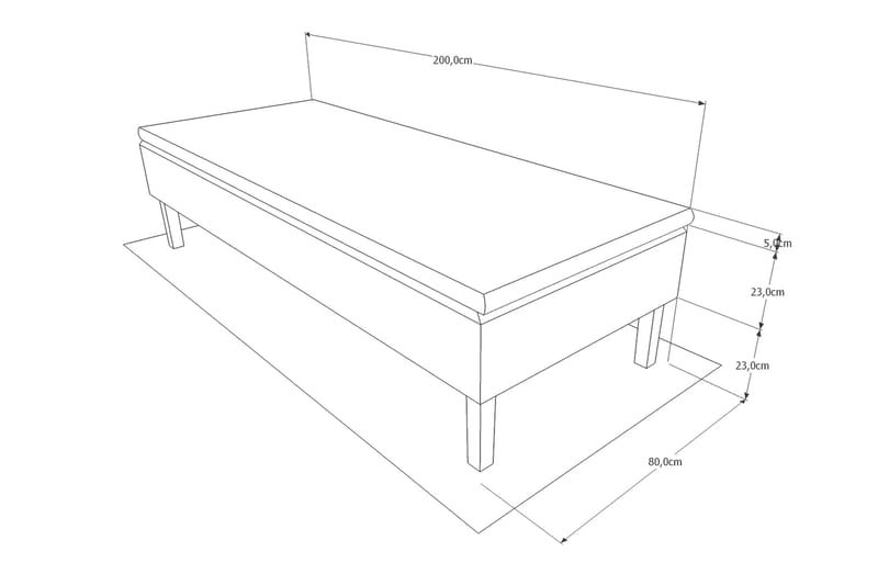 Runkopatjasänky Ystad Bas 80x200 cm Harmaa - Runkopatjasängyt - Yhden hengen sängyt