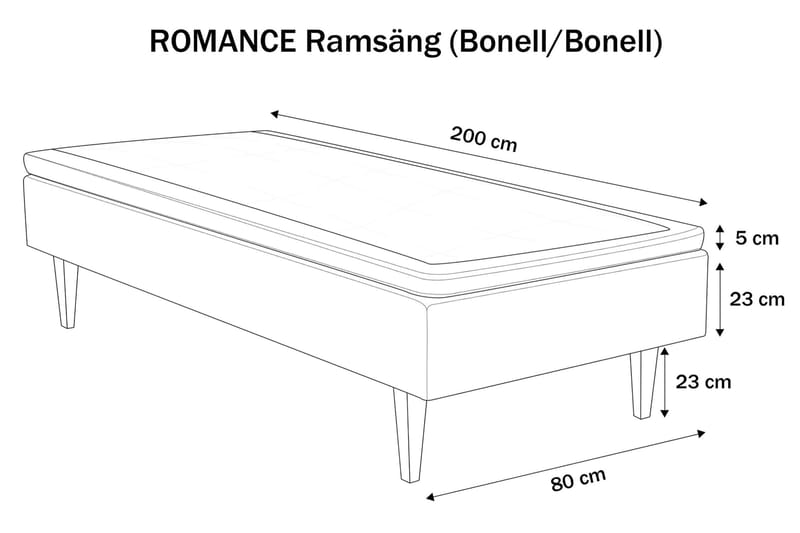 Runkopatjasänky Ystad Bas 80x200 cm Harmaa - Runkopatjasängyt - Yhden hengen sängyt