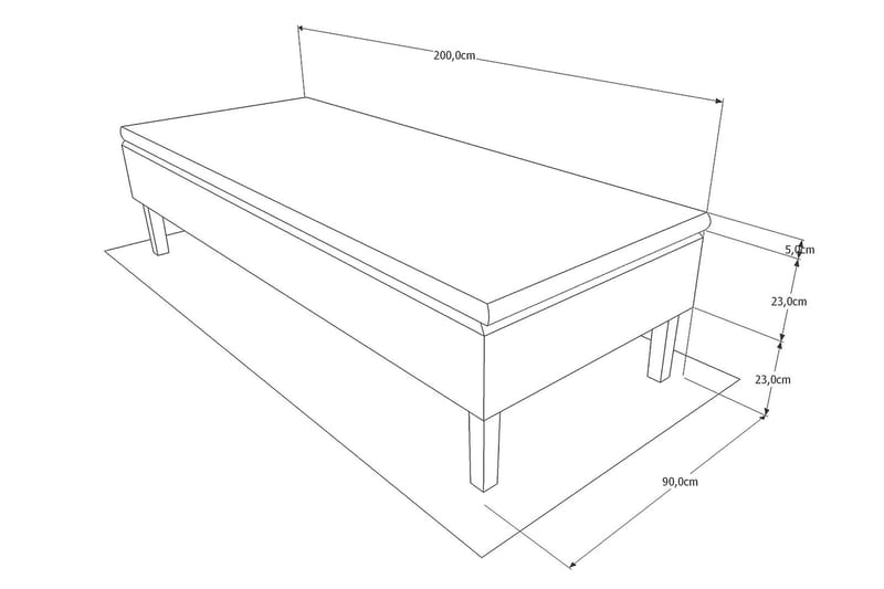 Runkosänky Peak 80x200 cm - Harmaa/Tammi - Huonekalut - Sänky - Yhden hengen sängyt
