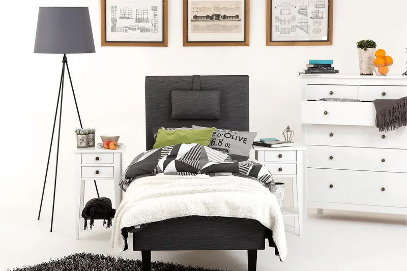 Runkosänky Peak 80x200 cm - Harmaa/Tammi - Huonekalut - Sänky - Yhden hengen sängyt