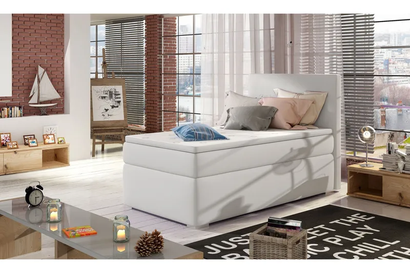 Säilytyssänky Ypas 90x200 cm Vasen - Valkoinen - Huonekalut - Sänky - Sängyt säilytystilalla