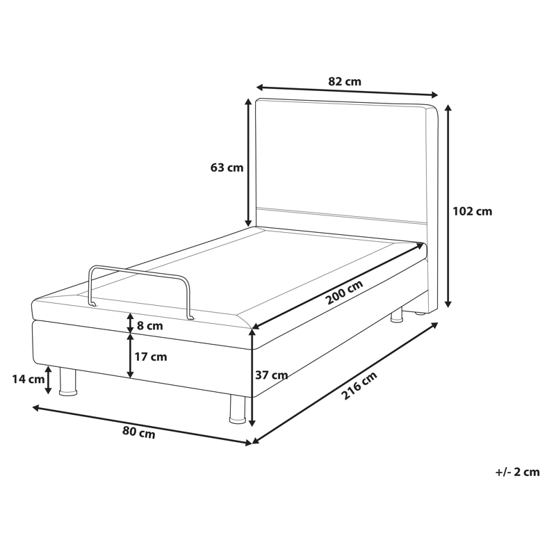 Yhden hengen sänky Viceroy 80x200 cm - Vaaleanharmaa - Huonekalut - Sänky - Yhden hengen sängyt