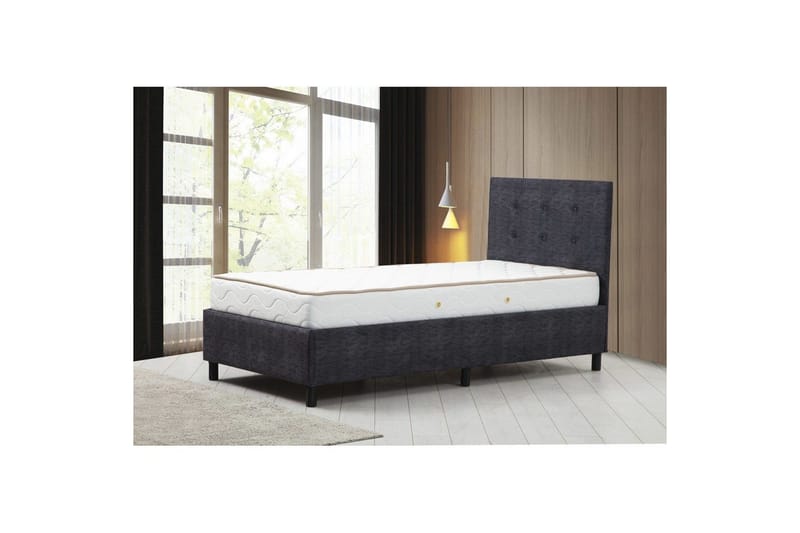 Yhden hengen patja, runko & sängynpääty Pilode-setti Antrasiitti - 120 x 107 x 204 cm - Huonekalut - Sänky - Sänkykehikot & sängynrungot