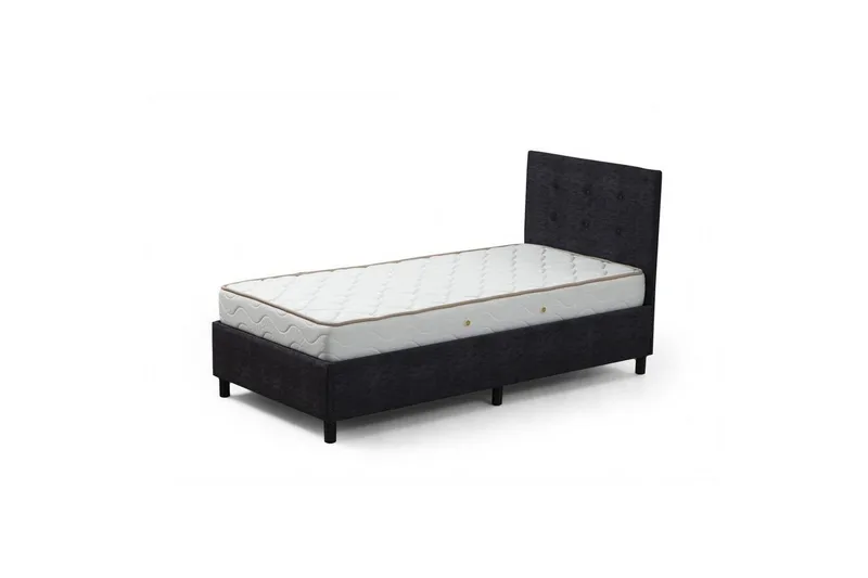 Yhden hengen patja, runko & sängynpääty Pilode-setti Antrasiitti, 90 x 107 x 194 cm