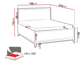 Zeylor-sängynrunko 140 × 200 cm - Beige - Huonekalut - Sänky - Sänkykehikot & sängynrungot