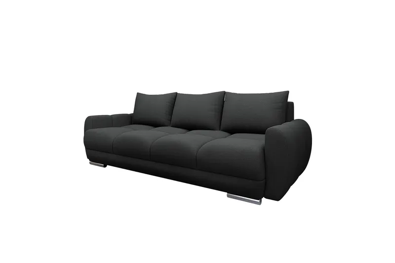 Simerly 3-istuttava vuodesohva 234 cm säilytystilalla plyysiä, Musta