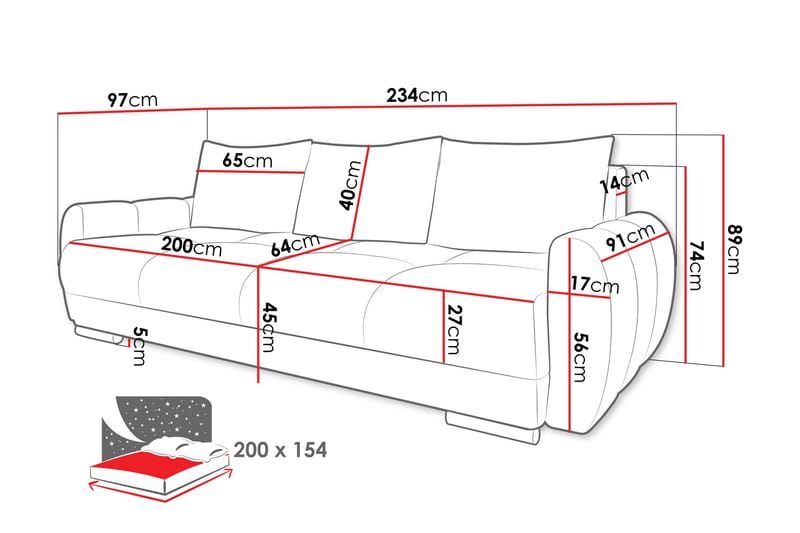 Simerly Sohva 3-istuttava Plyysi - Beige - Huonekalut - Sohva - 3:n istuttava sohva