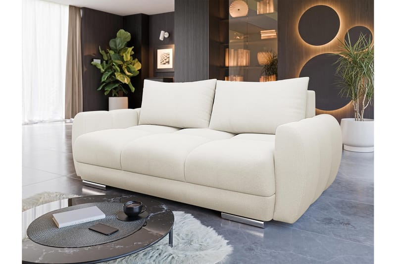 Simerly Sohva 3-istuttava Plyysi - Vaaleanharmaa - Huonekalut - Sohva - 3:n istuttava sohva