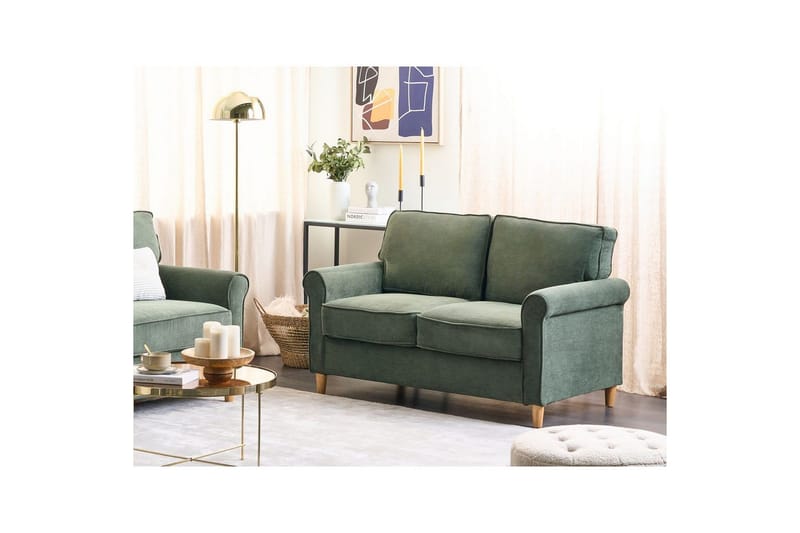 Soffa Dark green||Light colored wood - Huonekalut - Sohva - 2:n istuttava sohva