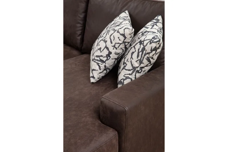 Svanabyn sohva divaanilla ja lepotuolilla 4-istuttava - Tummanruskea - Huonekalut - Sohva - U-Sohva