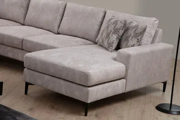 Svanabyn sohva divaanilla ja lepotuolilla 4-istuttava - Beige - Huonekalut - Sohva - U-Sohva