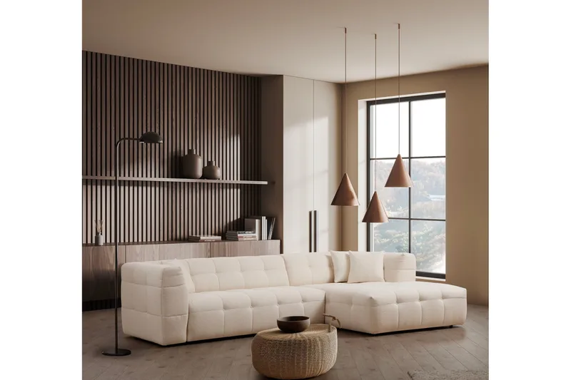 Octavian sohva divaanilla 5-istuttava - Beige - Huonekalut - Sohva - Divaanisohva