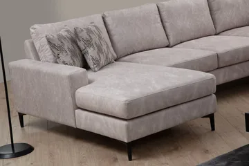 Svanabyn sohva divaanilla ja lepotuolilla 4-istuttava - Beige - Huonekalut - Sohva - U-Sohva