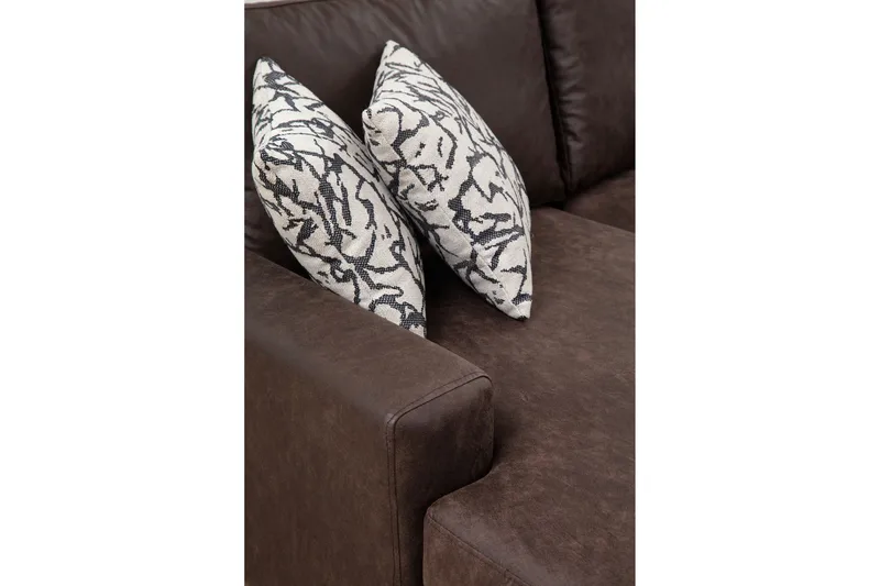 Svanabyn sohva divaanilla ja lepotuolilla 4-istuttava - Tummanruskea - Huonekalut - Sohva - U-Sohva