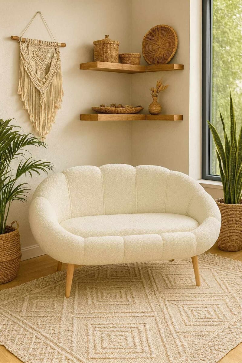 2-istuttava sohva Atelier Del Sofa Lida (130 x 105 x 50 cm) Valkoinen - Huonekalut - Sohva - 2:n istuttava sohva