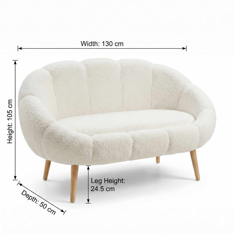 2-istuttava sohva Atelier Del Sofa Lida (130 x 105 x 50 cm) Valkoinen - Huonekalut - Sohva - 2:n istuttava sohva