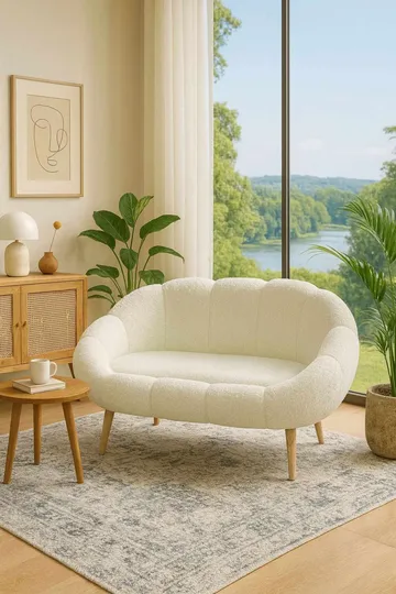 2-istuttava sohva Atelier Del Sofa Lida (130 x 105 x 50 cm) Valkoinen - Huonekalut - Sohva - 2:n istuttava sohva