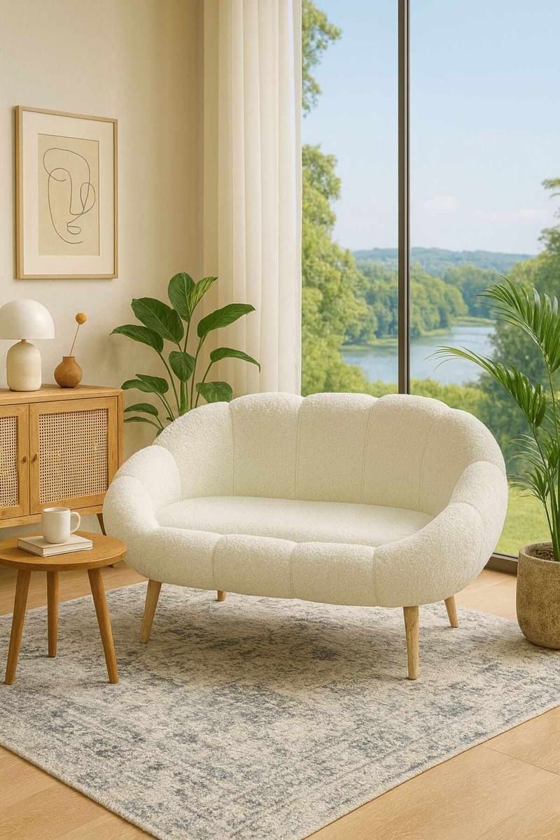 2-istuttava sohva Atelier Del Sofa Lida (130 x 105 x 50 cm) Valkoinen - Huonekalut - Sohva - 2:n istuttava sohva