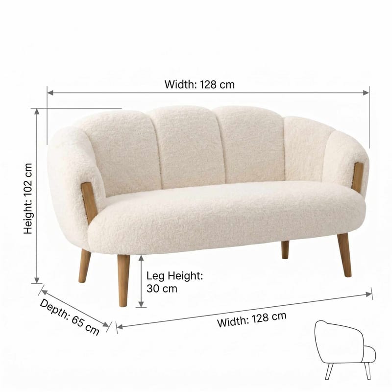 2-istuttava sohva Atelier Del Sofa Star (128 x 102 x 65 cm) Kermanvärinen - Huonekalut - Sohva - 2:n istuttava sohva