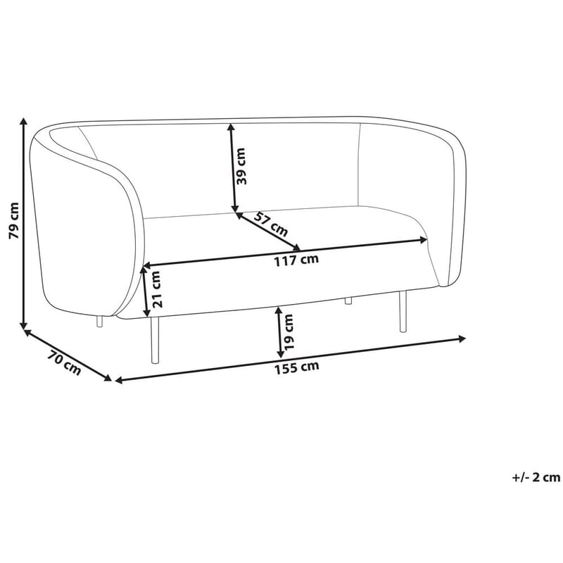 2-istuttava sohva Loen - Beige, musta - Huonekalut - Sohva - 2:n istuttava sohva