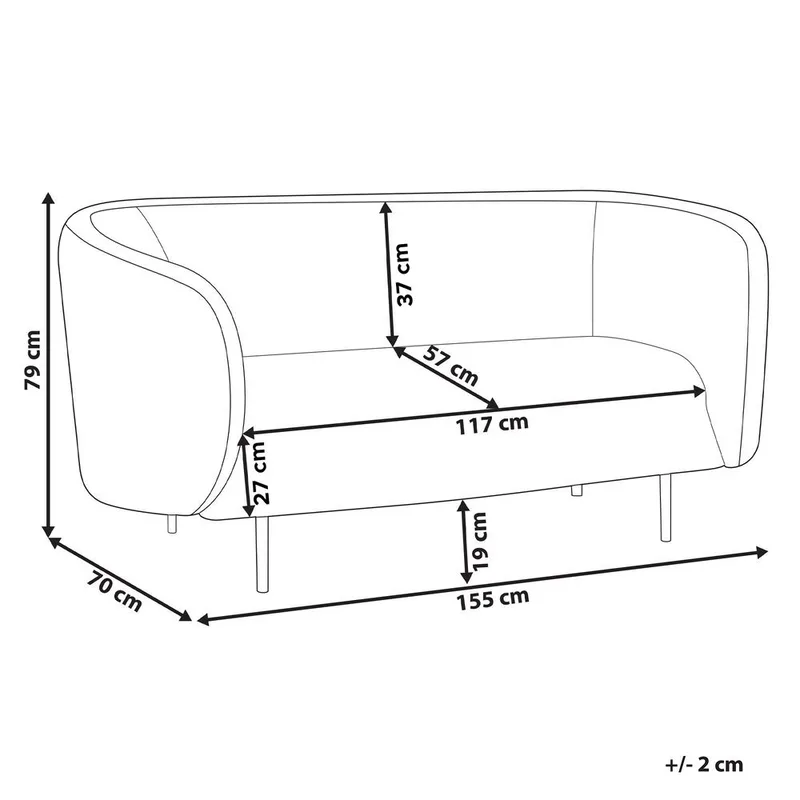 2-istuttava sohva Loen - Musta, kulta - Huonekalut - Sohva - 2:n istuttava sohva
